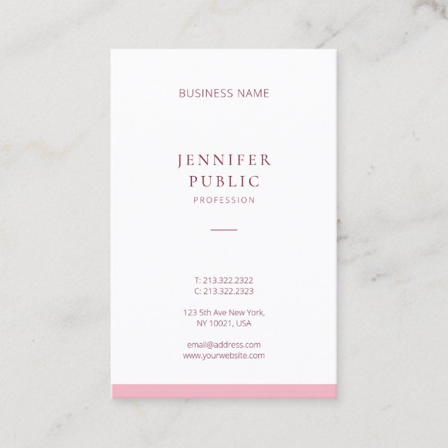 Elegant Rosa med minimal Professionell Modern Plai Visitkort (Framsida)