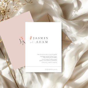 Elegant Rosa Minimal Floral Bröllop Inbjudningar