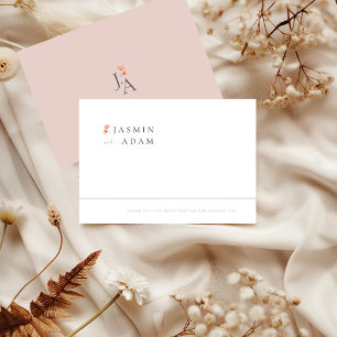 Elegant Rosa Minimal Floral Bröllop Tack Kort