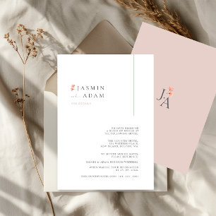 Elegant Rosa Minimal Floral Bröllopsdetaljer Tilläggskort