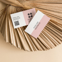Elegant Rosa Minimalist QR Code Modern Boho Girly Visitkort