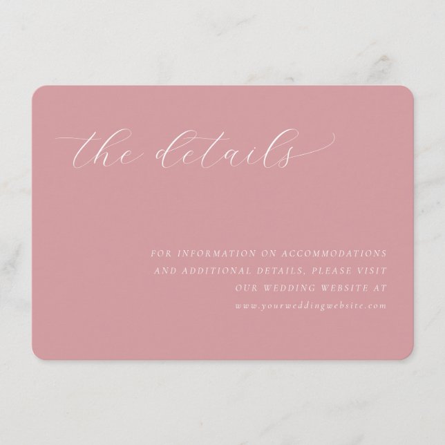 Elegant Rosa Minimalistisk Kalligrafi Tilläggskort (Framsida)