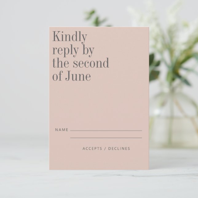 Elegant  Rosa Minimalistisk modern Bröllop OSA Kort (Stående Fram)