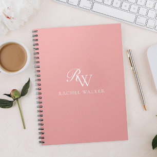 Elegant Rosa Minimalistisk Monogram Anteckningsbok