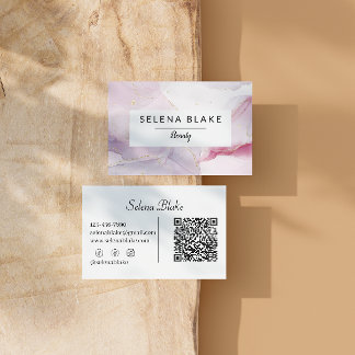 Elegant Rosa Minimalistisk QR-kod Tag affärskort Visitkort