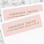 Elegant  rosa minimalistisk returadress returadress etikett<br><div class="desc">Elegant,  returetiketter för  rosa med fält för ditt namn och adress</div>