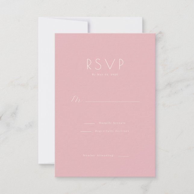Elegant Rosa Minimalistisk Svar på Inbjudan (Framsida)