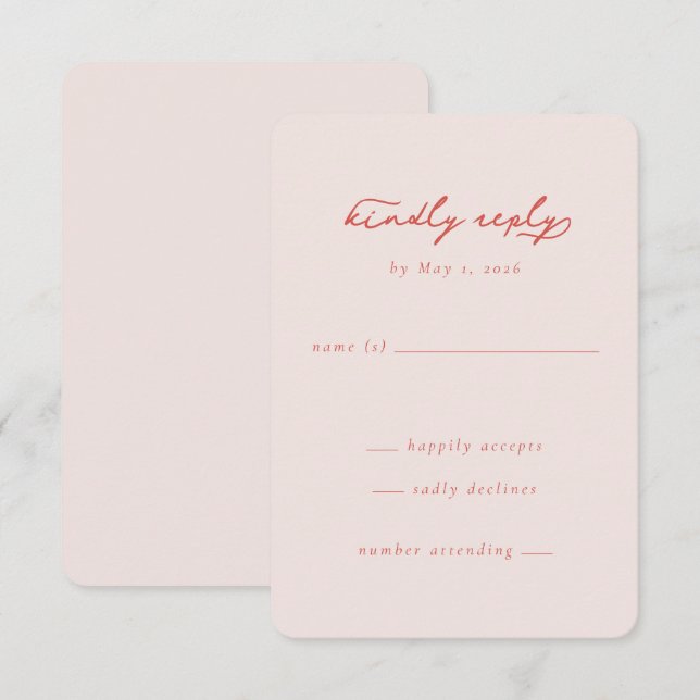 Elegant Rosa Minimalistiskt RSVP OSA Kort (Fram/baksida)