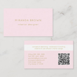 Elegant Rosa Minimalistklass QR-kod Visitkort