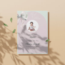 Elegant Rosa Mint Bow Baptism för Flicka