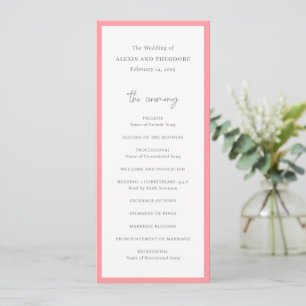 Elegant Rosa Modern Bröllop Program