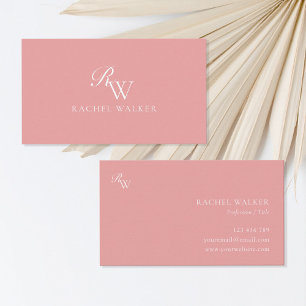 Elegant rosa modernt monogram visitkort