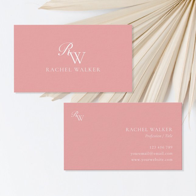 Elegant rosa modernt monogram visitkort (Skapare uppladdad)