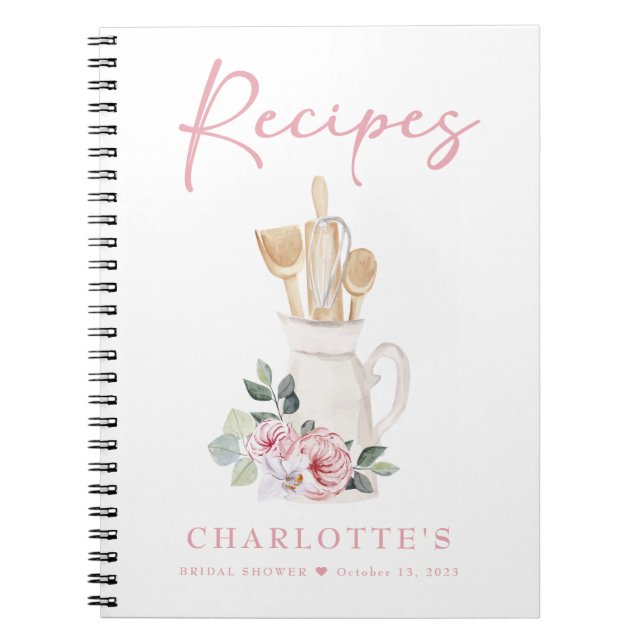 Elegant  Rosa Möhippa Recept Bok Anteckningsbok (Framsidan)