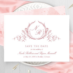 Elegant Rosa Monogram Bröllop, kalligrafi Spara Datumet