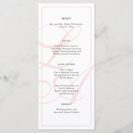 Elegant Rosa Monogram Bröllop Menu Meny