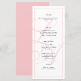 Elegant Rosa Monogram Bröllop Menu Meny