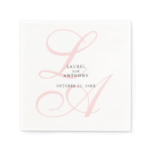 Elegant Rosa Monogram Bröllop Napkins