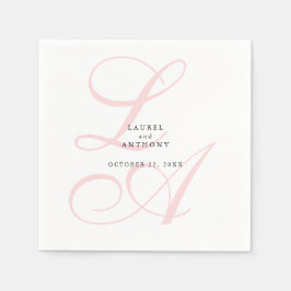 Elegant Rosa Monogram Bröllop Napkins Pappersservett