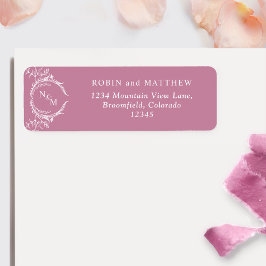 Elegant Rosa Monogram Bröllop Returadress Returadress Etikett