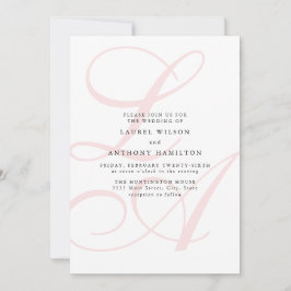 Elegant Rosa Monogram bröllopsinbjudan Inbjudningar