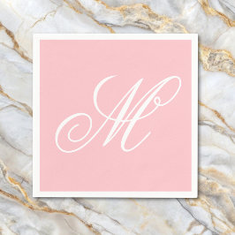Elegant Rosa Monogram Initial Pappersservett
