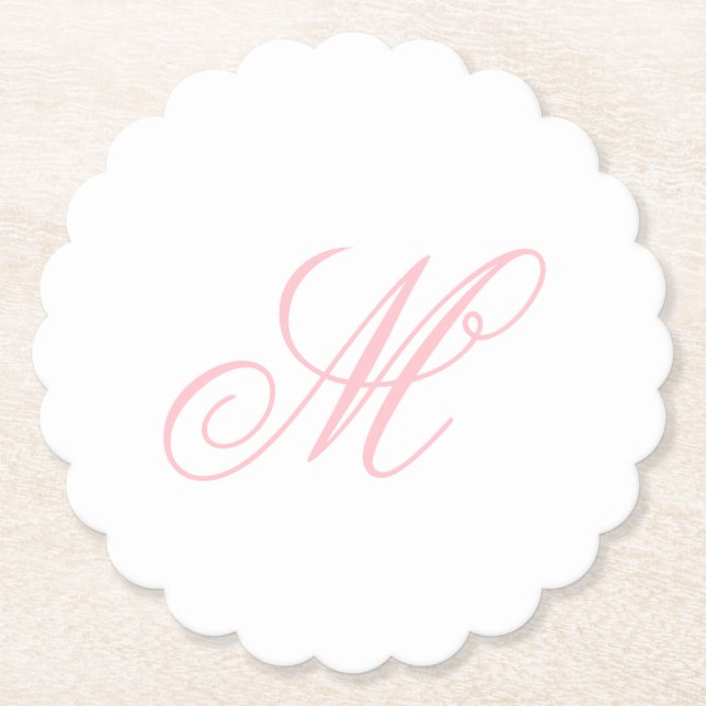 Elegant rosa monogram initial underlägg papper (Framsida)