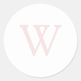 Elegant Rosa Monogram Initial Vit Runt Klistermärke