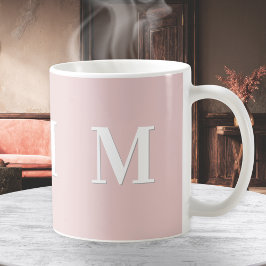 Elegant rosa monogram kaffemugg