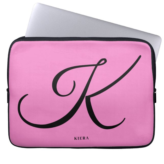 Elegant Rosa Monogram Laptop sleeve (Framsidan)