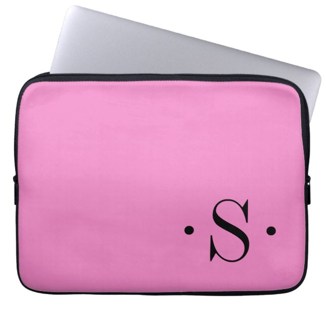Elegant Rosa Monogram Laptop sleeve (Framsidan)