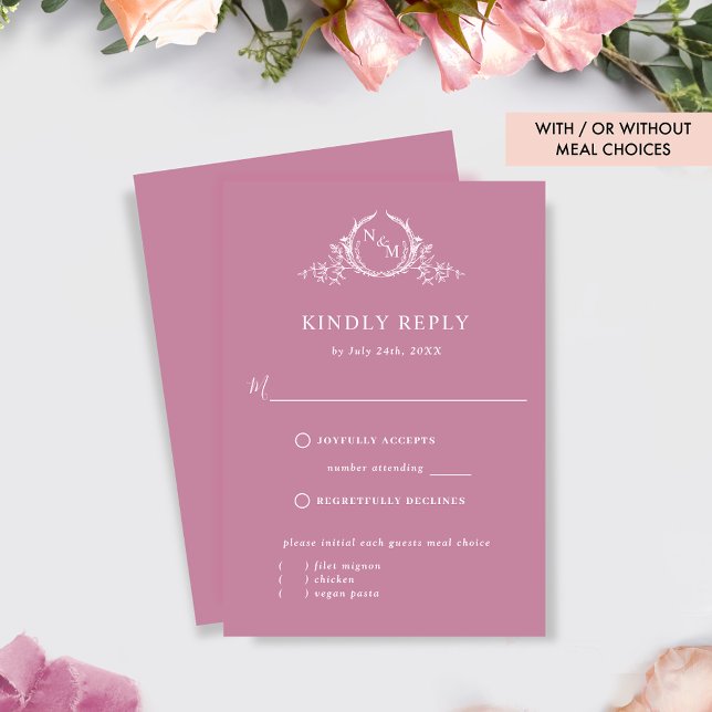 Elegant Rosa Monogram med/utan Måltider OSA (Skapare uppladdad)