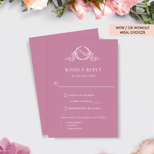 Elegant Rosa Monogram med/utan Måltider OSA Kort