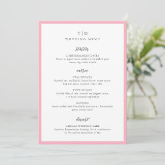 Elegant Rosa Monogram Modern Bröllop Meny
