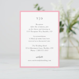 Elegant Rosa Monogram Modern Bröllop Tilläggskort