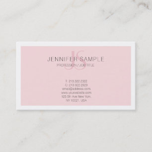 Elegant Rosa Monogram Modern Simple Design Trendig Visitkort