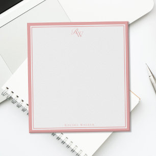 Elegant rosa monogram två ramar anteckningsblock