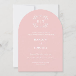Elegant Rosa Monogram vit kalligrafi Bröllop Inbjudningar