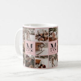 Elegant  Rosa Multi Photo Collage Keepsak Kaffemugg
