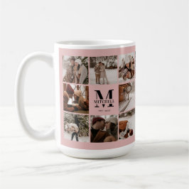 Elegant  Rosa Multi Photo Collage Keepsak Kaffemugg