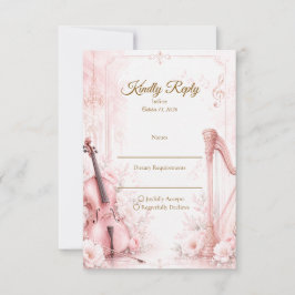 Elegant Rosa Musikalisk Bröllop OSA Kort