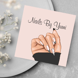 Elegant  Rosa Nail Artist Manicurist Salon Fyrkantigt Visitkort