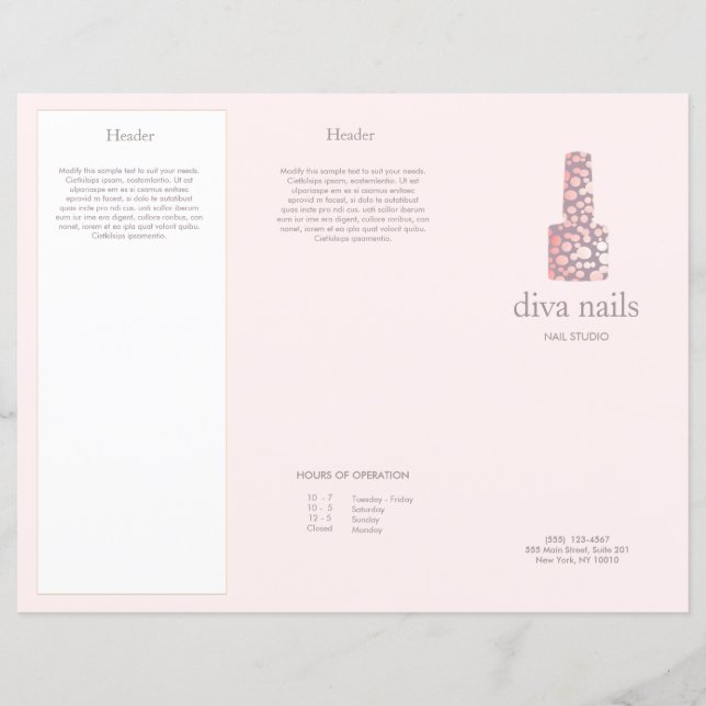 Elegant Rosa Nail Salon Spa Brochure (Framsida)