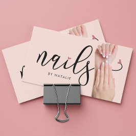 Elegant  Rosa Nail Technician Chic Visitkort