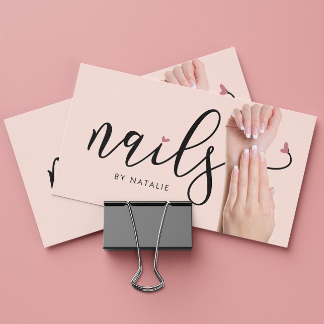 Elegant  Rosa Nail Technician Chic Visitkort (Skapare uppladdad)