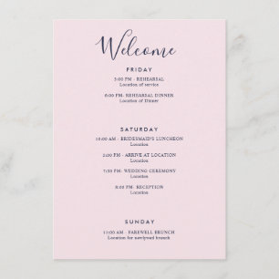 Elegant Rosa Navy Modern Welcome International Tilläggskort