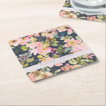 Elegant Rosa Navy Watercolor Blommigt Personligt b Underlägg Papper Kvadrat<br><div class="desc">Elegant för anpassningsbar och Papper Underlägg för marin vattenfärgsfärg Blommigt Personligt bröllp</div>