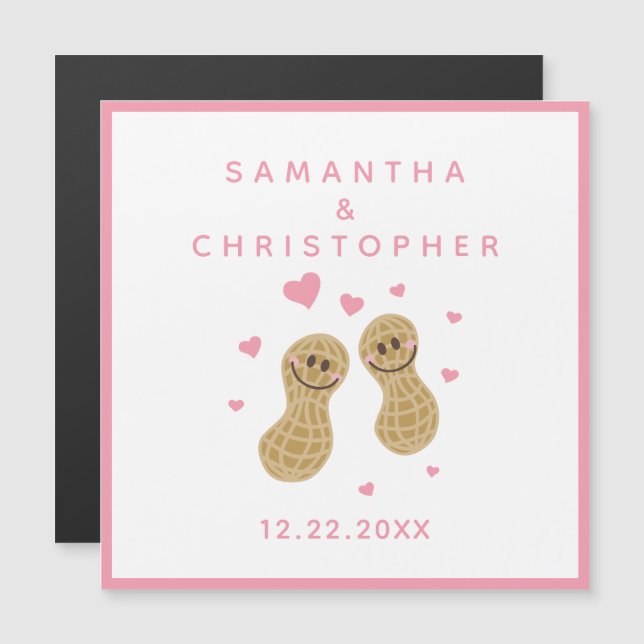 Elegant Rosa Nöt om varandra Bröllop Magnetisk Inbjudningskort (Fram/baksida)