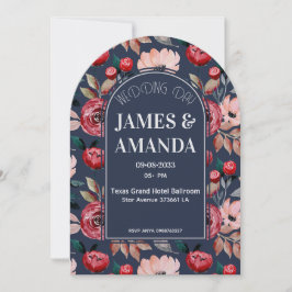 Elegant rosa och blå blomster tema inbjudningar