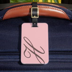 Elegant Rosa och Brown Monogram Luggage Tag-nummer Bagagebricka